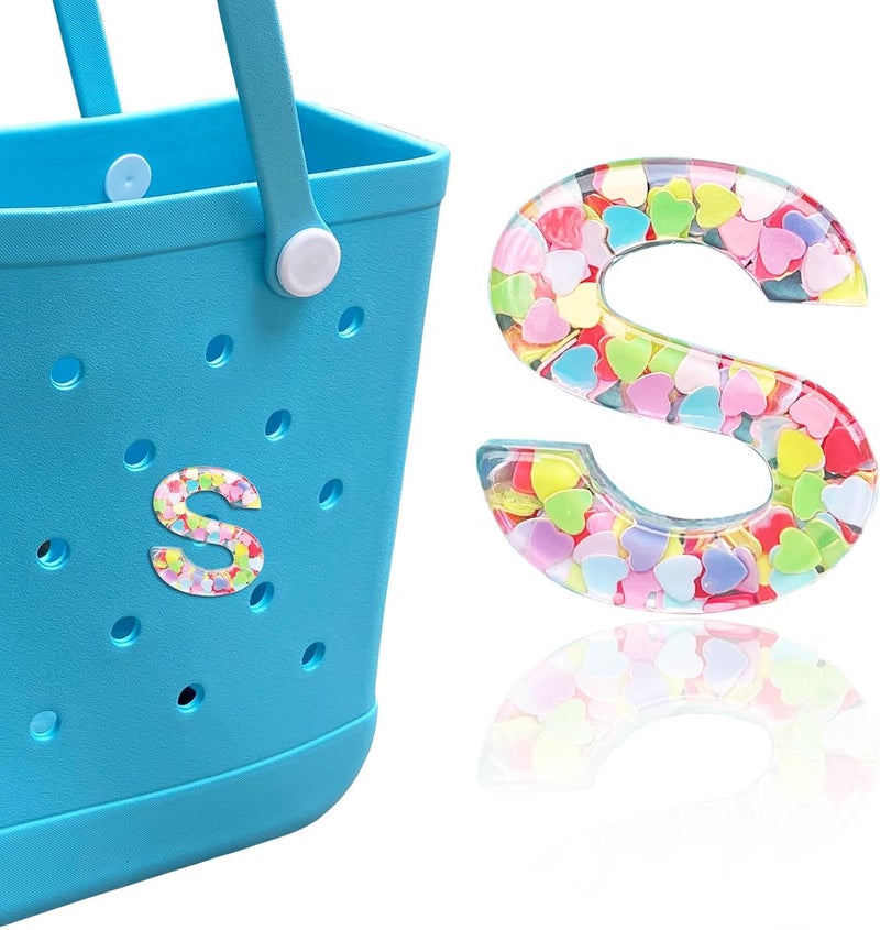 HLUWA Letter Charms for Bogg and Simply Southern Bags - Alphabet Sequin Lettering Accessories, Insert Decorative Letters for Handbag, Beach Tote - Image 1